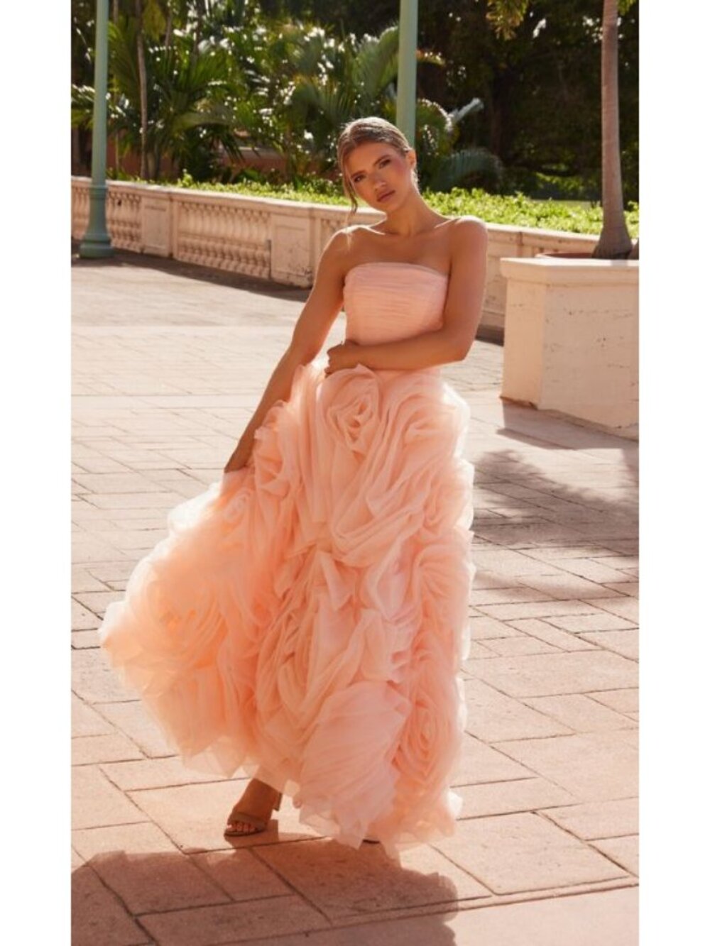 Clearance Peach Size 2 Strapless Prom Ball Gown By Nox Anabel JQ1037